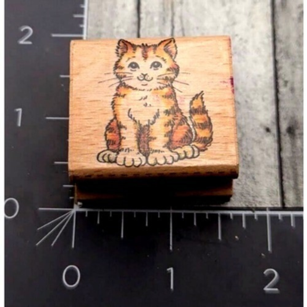 Stamp Craft Cat Kitten Tabby Rubber Stamp Wood #i55